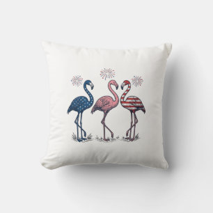 Patriotic Flamingo Trio Vintage Engraving Design_1 Cushion