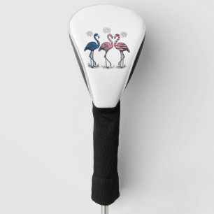 Patriotic Flamingo Trio Vintage Engraving Design_1 Golf Head Cover