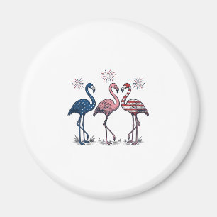 Patriotic Flamingo Trio Vintage Engraving Design_1 Magnet