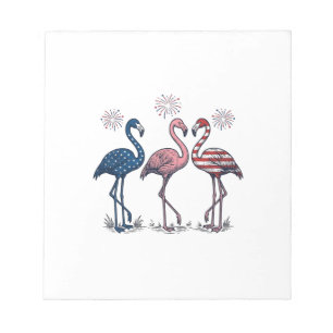 Patriotic Flamingo Trio Vintage Engraving Design_1 Notepad