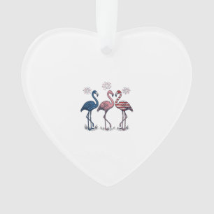 Patriotic Flamingo Trio Vintage Engraving Design_1 Ornament