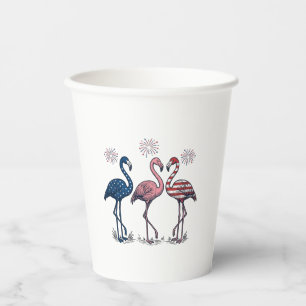 Patriotic Flamingo Trio Vintage Engraving Design_1 Paper Cups