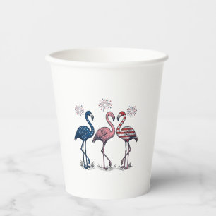 Patriotic Flamingo Trio Vintage Engraving Design_1 Paper Cups