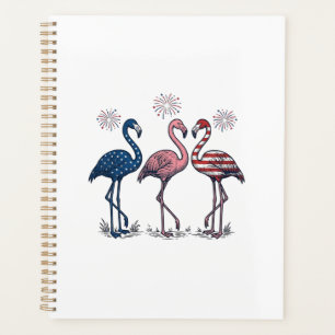 Patriotic Flamingo Trio Vintage Engraving Design_1 Planner