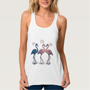 Patriotic Flamingo Trio Vintage Engraving Design_1 Singlet