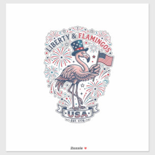Patriotic Flamingo Vintage Engraving Shirt Design_