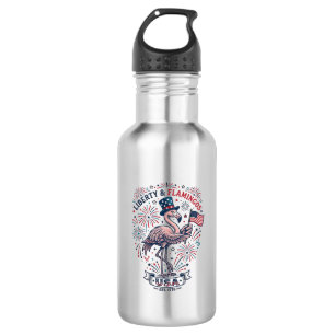 Patriotic Flamingo Vintage Engraving Shirt Design_ 532 Ml Water Bottle