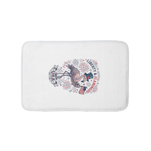 Patriotic Flamingo Vintage Engraving Shirt Design_ Bath Mat