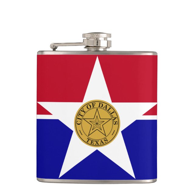 Patriotic flask with Flag of Dallas, USA (Front)