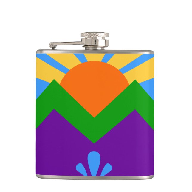 Patriotic flask with Flag of Manitou Springs (Front)