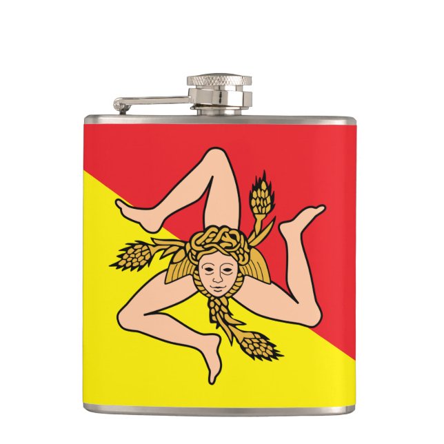 Patriotic flask with Flag of Sicily, Italy (Front)