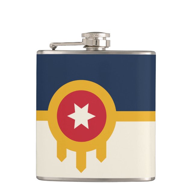 Patriotic flask with Flag of Tulsa City (Front)