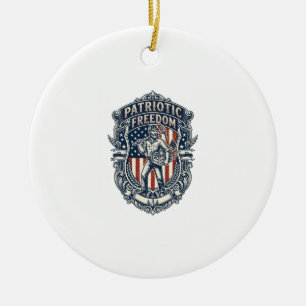 Patriotic Flea Market Picker Vector Graphic Tee Ceramic Tree Decoration