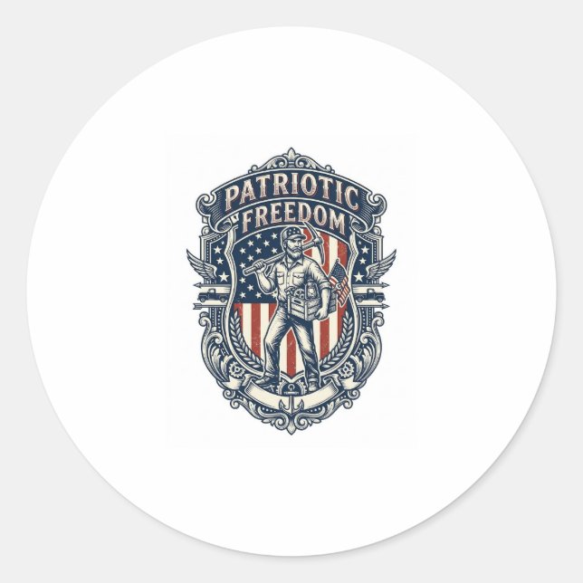 Patriotic Flea Market Picker Vector Graphic Tee Classic Round Sticker (Front)