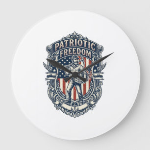 Patriotic Flea Market Picker Vector Graphic Tee Large Clock