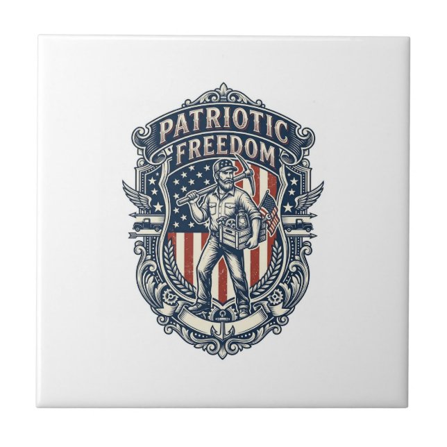 Patriotic Flea Market Picker Vector Graphic Tee Tile (Front)