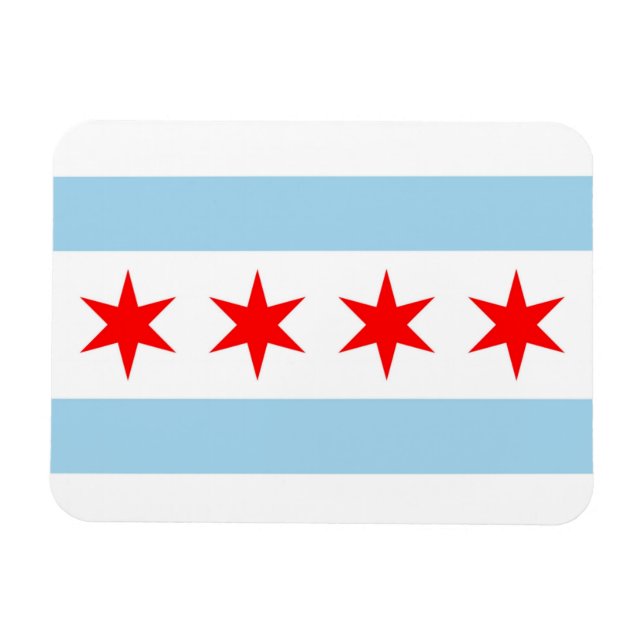 Patriotic flexible magnet with Chicago City flag (Horizontal)