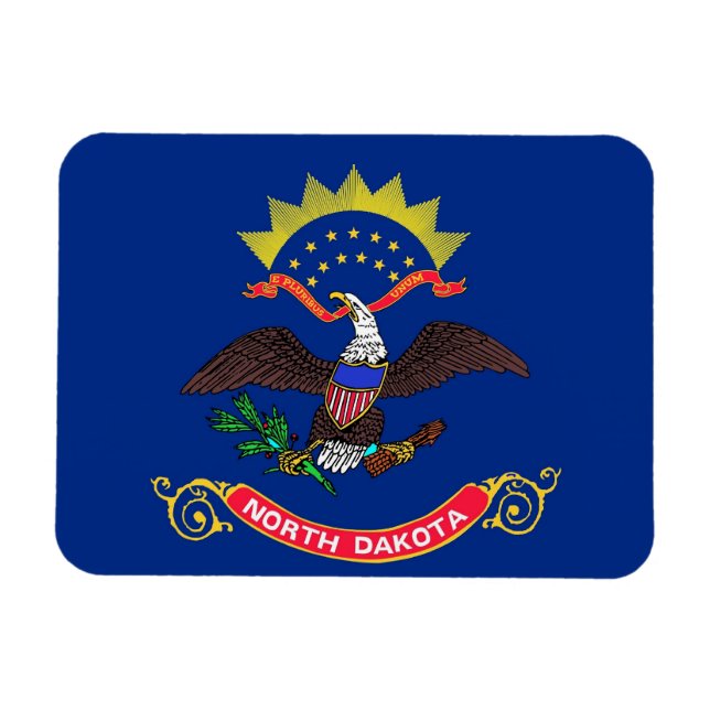 Patriotic flexible magnet with North Dakota flag (Horizontal)