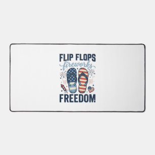 Patriotic Flip Flops Fireworks Freedom Shirt Desig Desk Mat