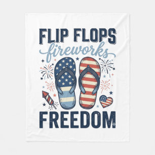 Patriotic Flip Flops Fireworks Freedom Shirt Desig Fleece Blanket