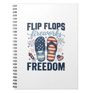 Patriotic Flip Flops Fireworks Freedom Shirt Desig Notebook