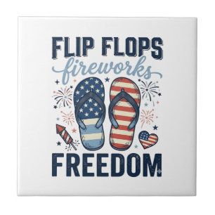 Patriotic Flip Flops Fireworks Freedom Shirt Desig Tile