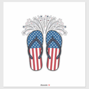 Patriotic Flip Flops Fireworks Summer Shirt Design
