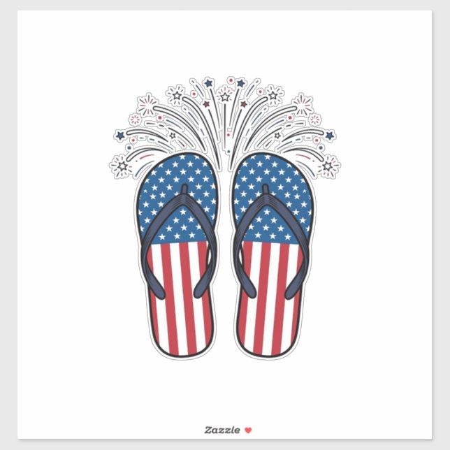 Patriotic Flip Flops Fireworks Summer Shirt Design (Sheet)