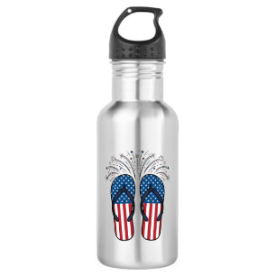 Patriotic Flip Flops Fireworks Summer Shirt Design 532 Ml Water Bottle
