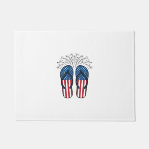 Patriotic Flip Flops Fireworks Summer Shirt Design Doormat