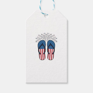 Patriotic Flip Flops Fireworks Summer Shirt Design Gift Tags