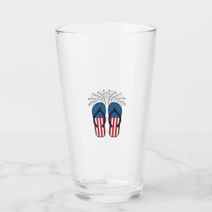 Patriotic Flip Flops Fireworks Summer Shirt Design Glass