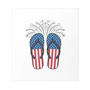 Patriotic Flip Flops Fireworks Summer Shirt Design Notepad