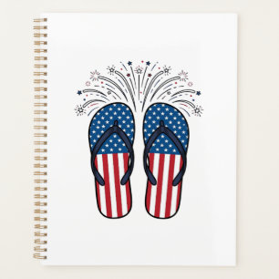 Patriotic Flip Flops Fireworks Summer Shirt Design Planner