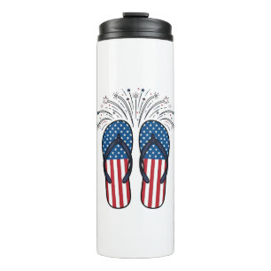 Patriotic Flip Flops Fireworks Summer Shirt Design Thermal Tumbler