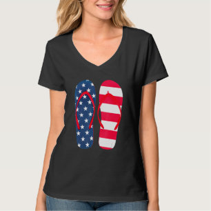 Patriotic Flip Flops Sandals Red White Blue Us Fla T-Shirt