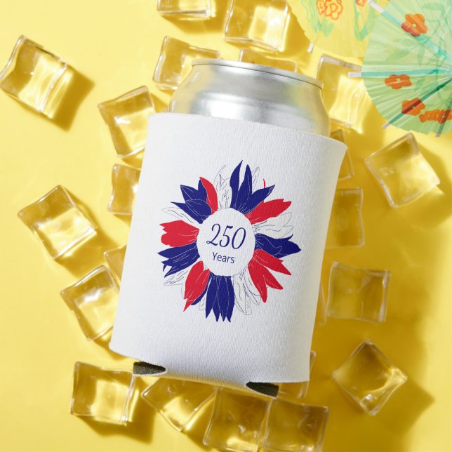 Patriotic Floral 4th of July Bbq 250 Anniversary  Can Cooler (In Situ Summer)