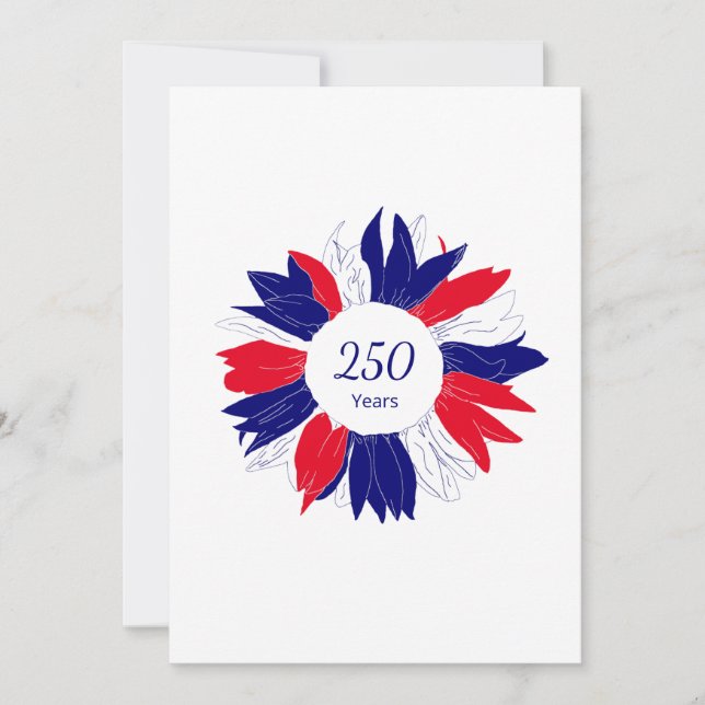 Patriotic Floral 4th of July USA 250 Anniversary Holiday Card (Front)