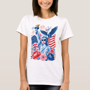 Patriotic Floral Americana Fourth of July T-Shirt