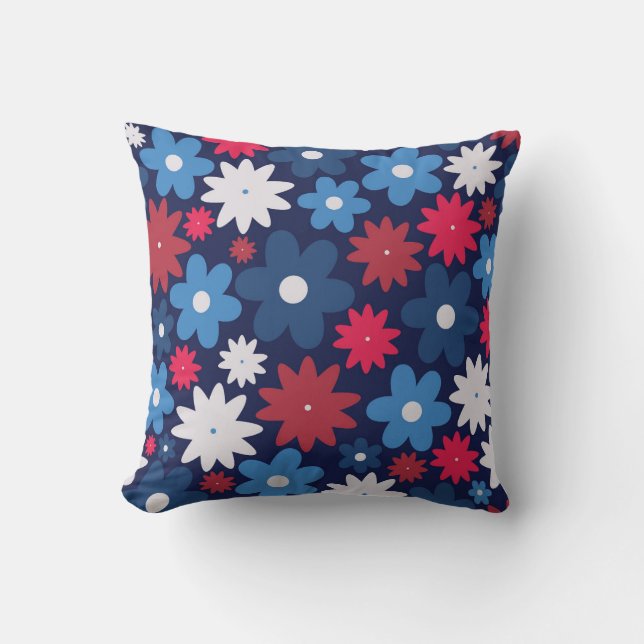 Patriotic Floral Celebration Cushion (Front)