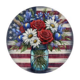 Patriotic, floral distressed American Cutting Board