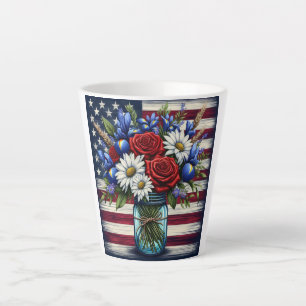 Patriotic, floral distressed American Latte Mug