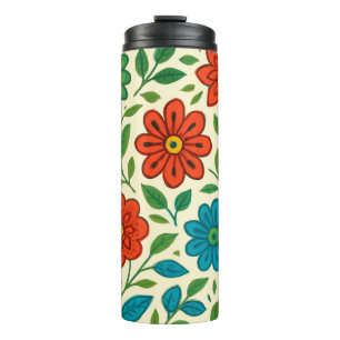 Patriotic Floral Star of America Thermal Tumbler