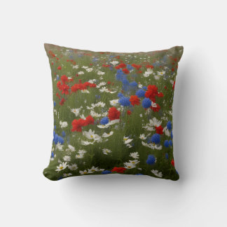 Patriotic Floral Throw Pillow