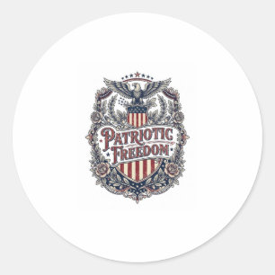 Patriotic Floral Vintage Vector Graphic Tee Classic Round Sticker
