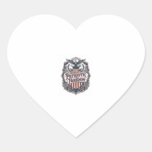 Patriotic Floral Vintage Vector Graphic Tee Heart Sticker