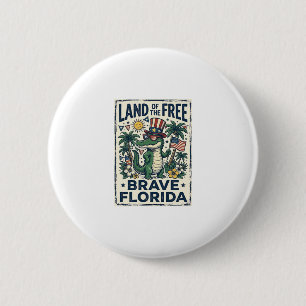 Patriotic Florida Alligator 4th of July 6 Cm Round Badge