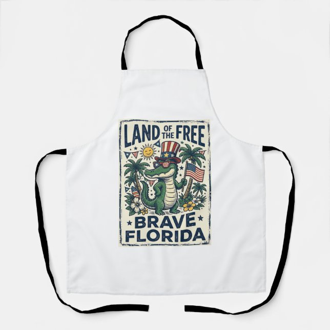 Patriotic Florida Alligator 4th of July Apron (Front)