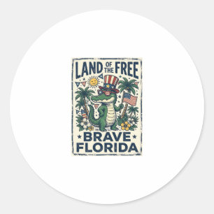 Patriotic Florida Alligator 4th of July Classic Round Sticker