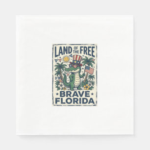 Patriotic Florida Alligator 4th of July Napkin